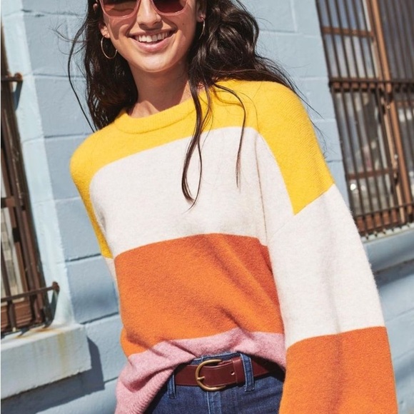 Madewell Striped Gladwell Balloon-Sleeve
Pullover Sweater - Picture 8 of 10